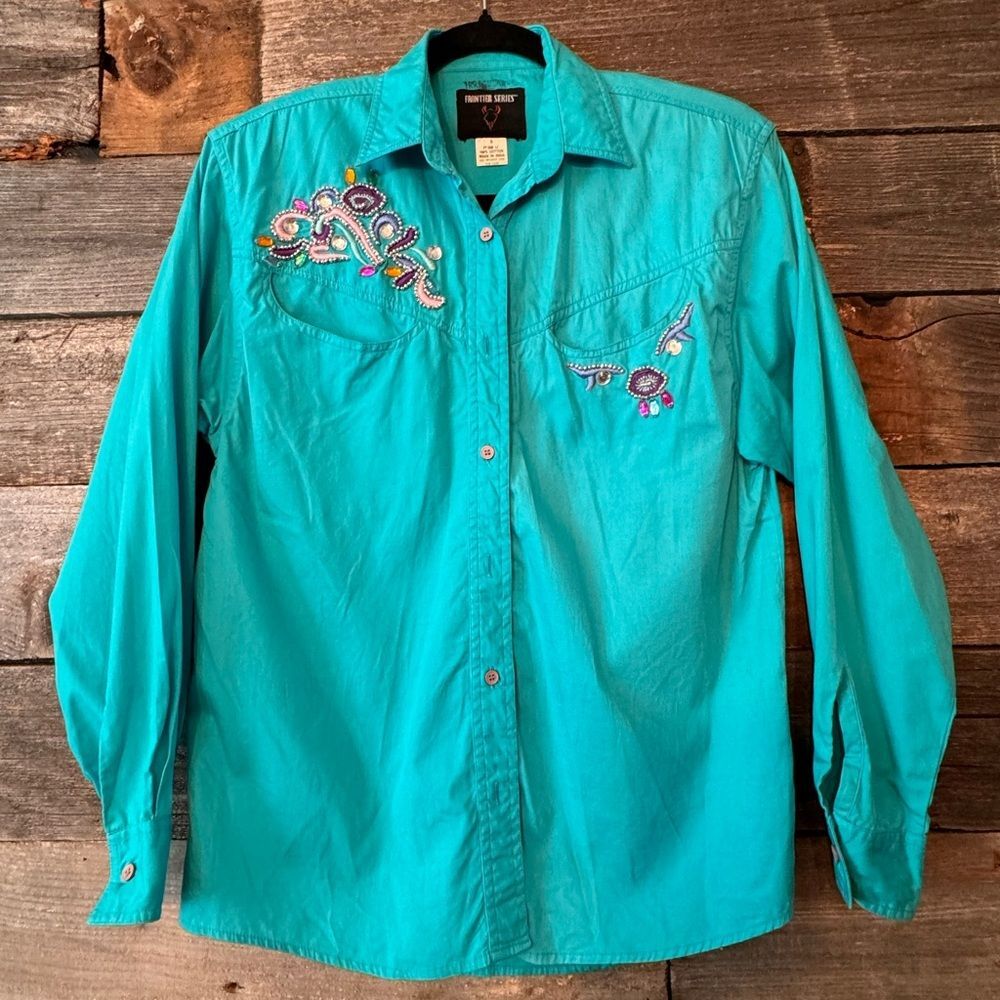 Vintage Frontier Series Western Button-Down Shirt Size Small